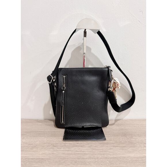 Coach Small Black Leather Messenger Crossbody Bag with Adorable Silk Bow - Picture 4 of 9